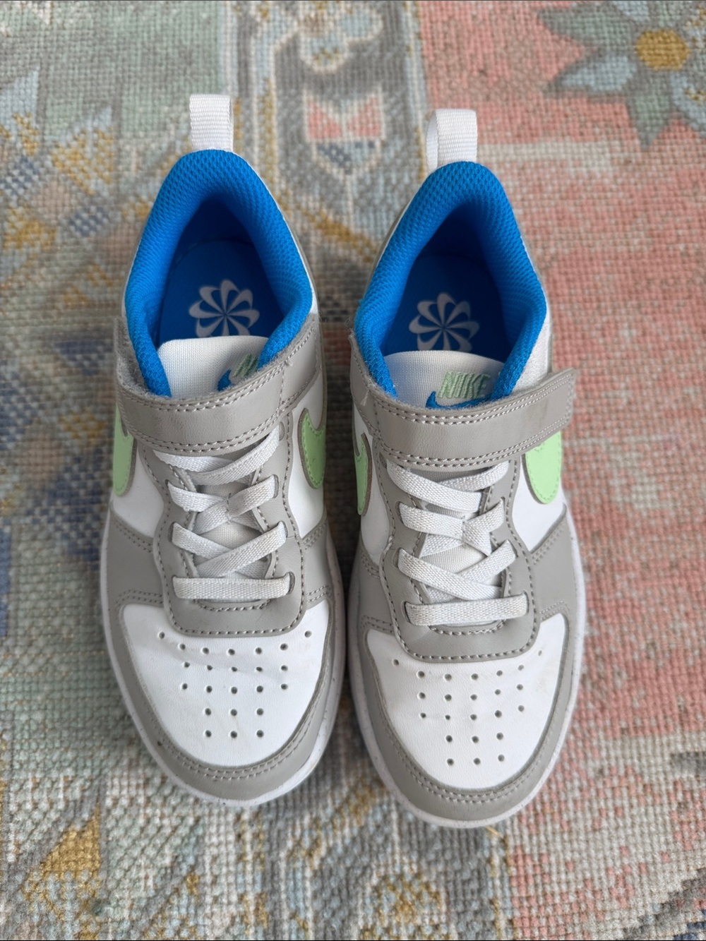 Nike Kids White, Gray, Blue & Light Green Sneakers (12) - worn once!